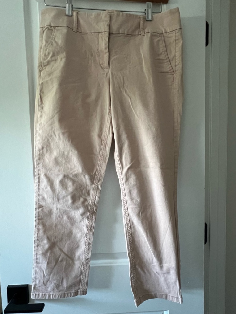 LOFT Light Blush Cropped Cotton Pants